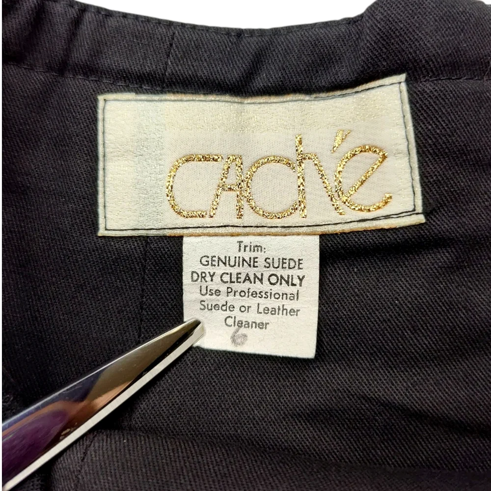 Cache Black A-Line Skirt with Beige Ornate Waist Panel - Picture 3 of 14